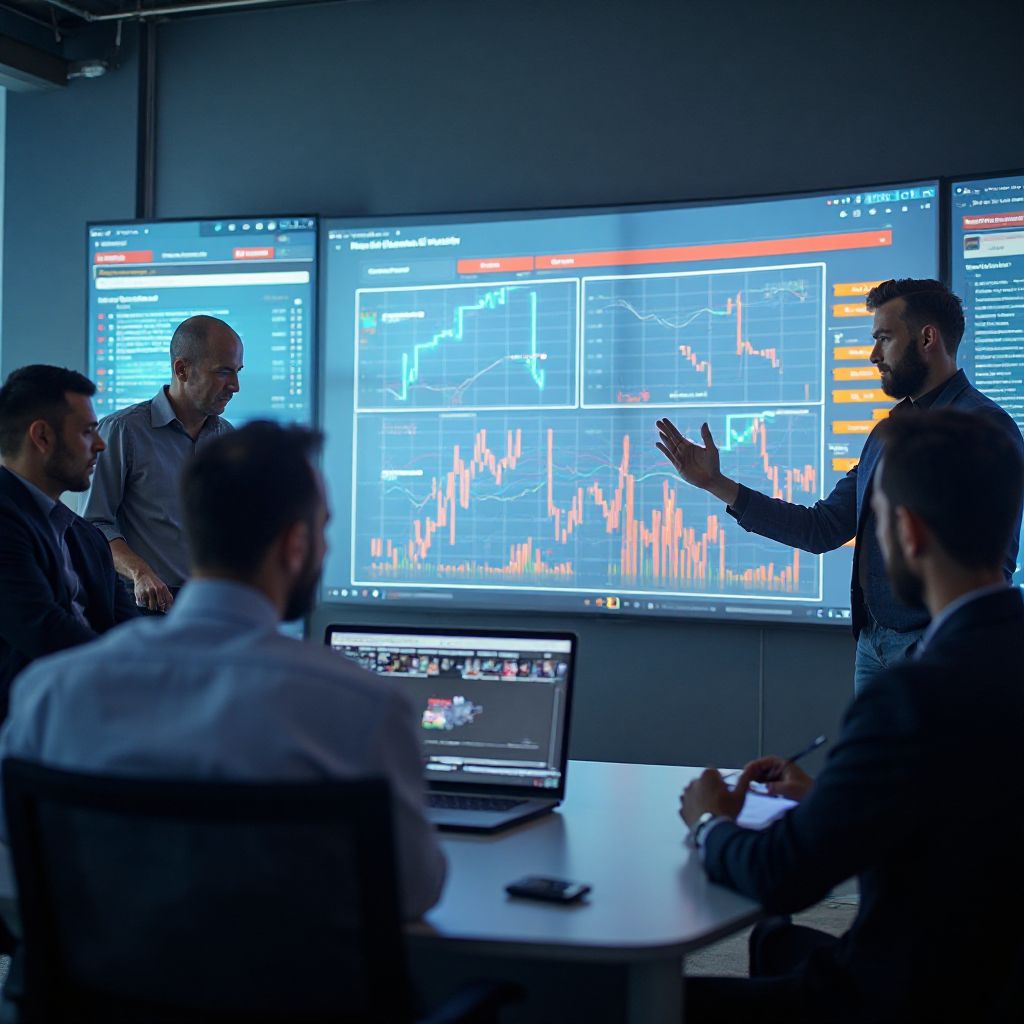 Team meeting discussing latest gaming platform security protocols