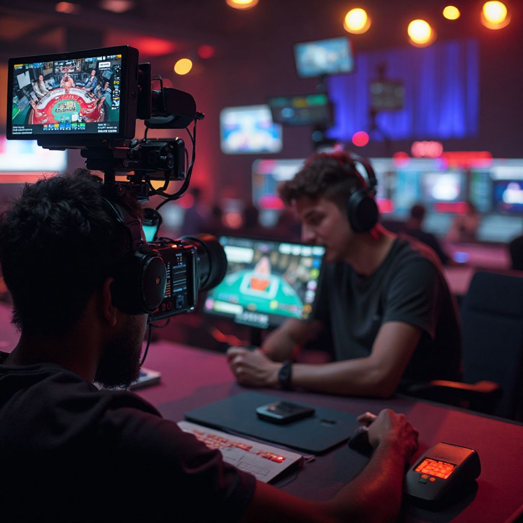 Live dealer gaming evaluation setup with professional streaming equipment